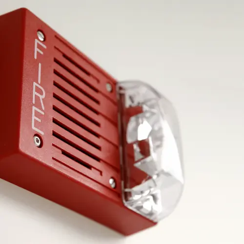 red fire alarm commercial or business building